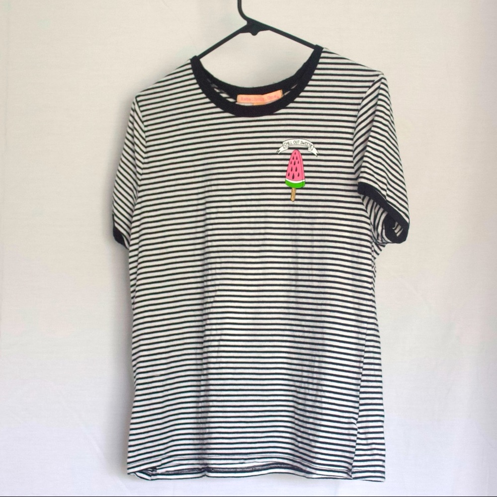 black and white striped women’s tshirt